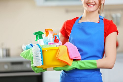 Cleaner handling approved cleaning solution with care